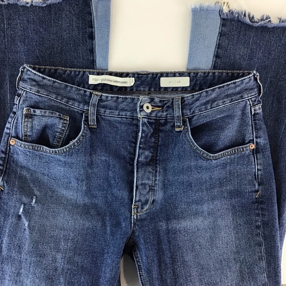 Anthropologie Pilcro and the Letterpress High Rise Two Tone Flare Crop Jeans 28